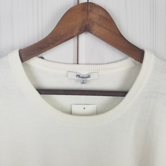 NWT Madewell Ruffle Sleeve Sweater Tee Ivory - Picture 2 of 7